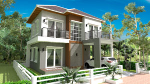 Home Plan 8x8m with 3 Bedrooms