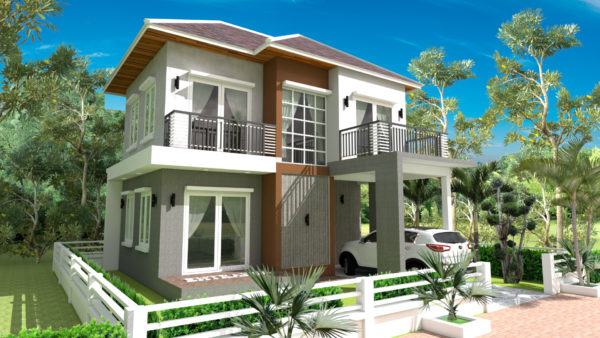 Home Plan 8x8m with 3 Bedrooms