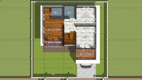 Home Plan 8x8m with 3 Bedrooms - Image 2