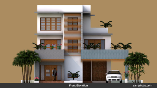 Sketchup Modern 4 Bedrooms Home Plan 11x12m - Image 4