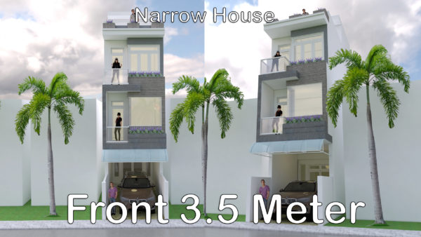 Sketchup Modern Narrow House Design 3.5 x 18 meter - Image 2