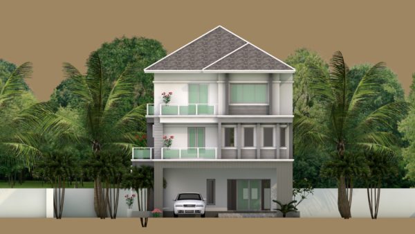 Sketchup 5 Bedrooms House Plan 8x15m - Image 3