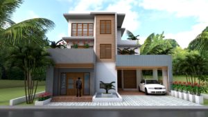 Sketchup Modern 4 Bedrooms Home Plan 11x12m