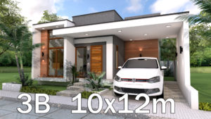 Sketchup 3 Bedrooms Home Plan 10x12m