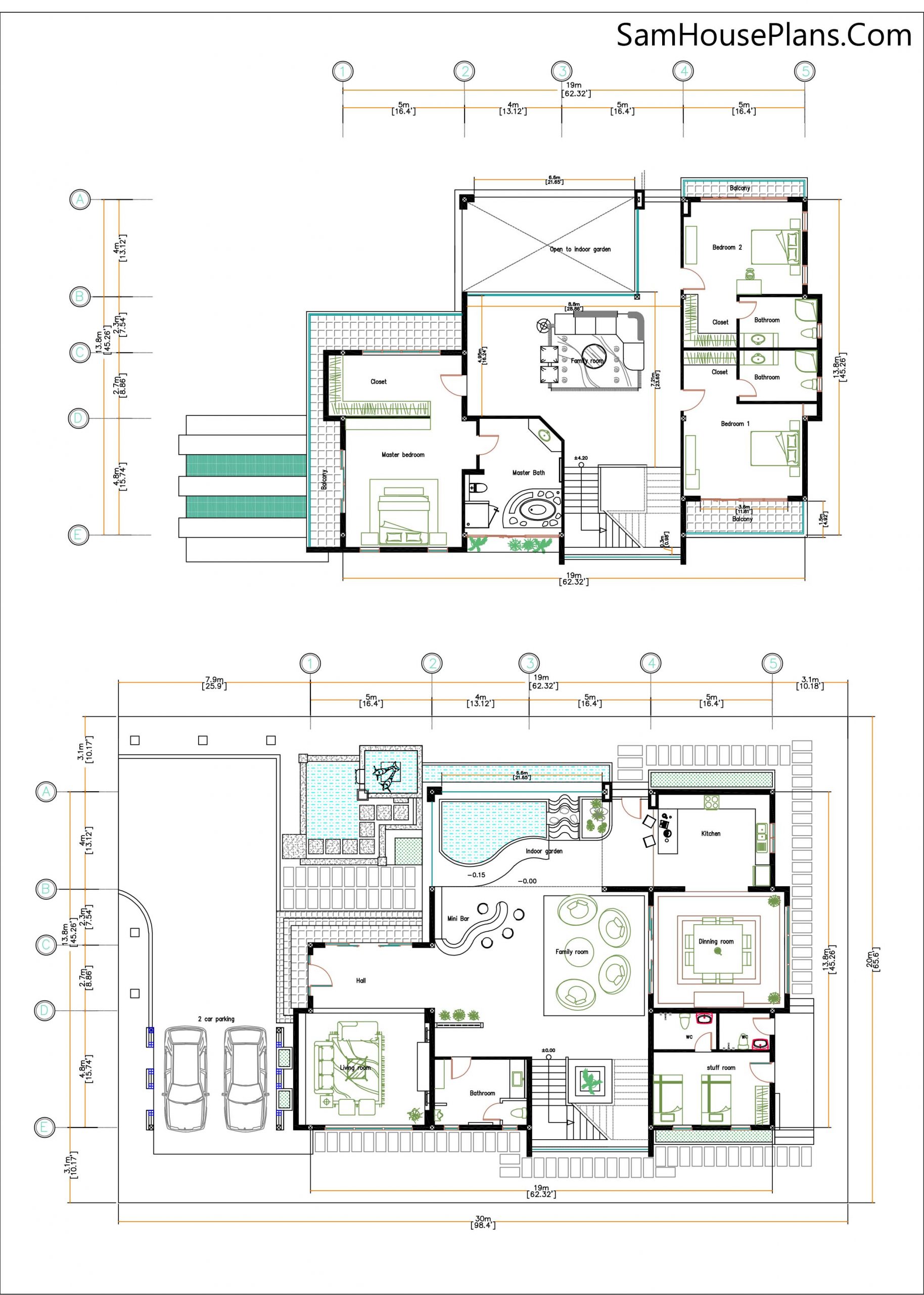 4 Bedroom Home Plan 13.8x19m floor plans