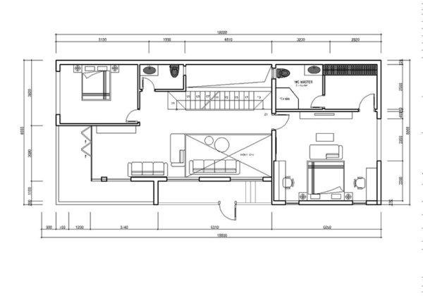 Sketchup 4 Bedrooms Home Design Plan 8x18m - Image 3