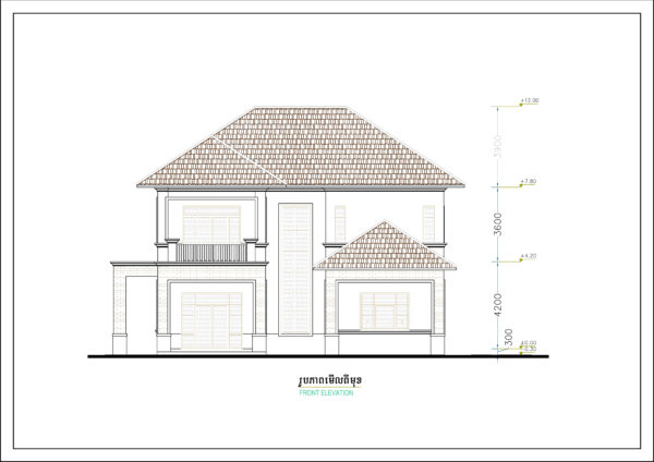 3 Bedrooms Villa Plan 13.7x19m - Image 2
