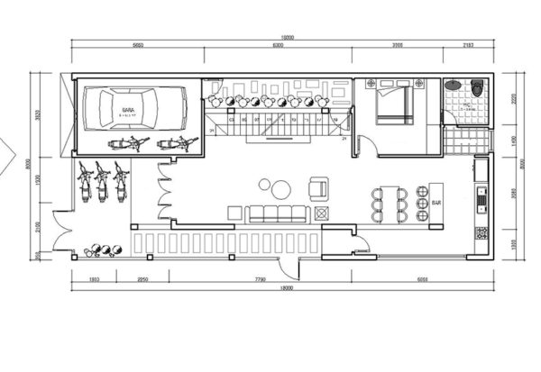 Sketchup 4 Bedrooms Home Design Plan 8x18m - Image 2
