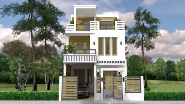 SketchUp Home Design Plan 7x15m with 3 Bedrooms - Image 2