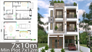 Home Design Plan 7x10m with 6 Bedrooms
