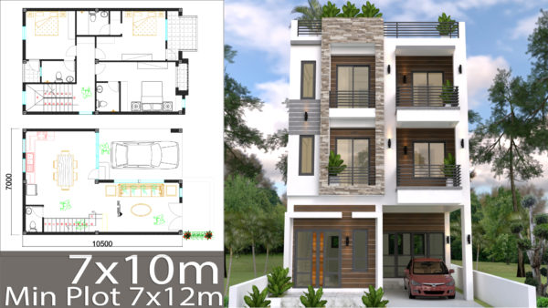 Home Design Plan 7x10m with 6 Bedrooms