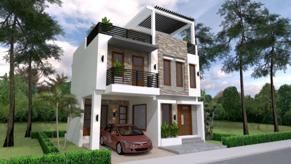Home Design Plan 8x11m with 3 Bedrooms - Image 3