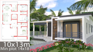 Sketchup Home Design Plan 10x13m with 3 Bedrooms
