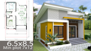 Small Home design Plan 6.5x8.5m with 2 Bedrooms