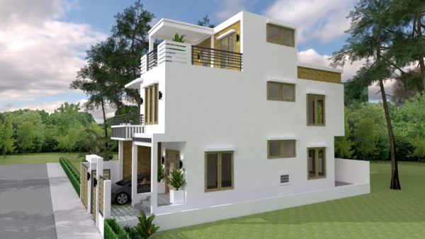 SketchUp Home Design Plan 7x15m with 3 Bedrooms - Image 3