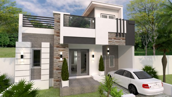 Home Design Plan 9x12m with 2 Bedrooms