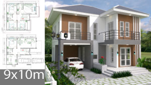 House Plans Design 9x10m 5beds