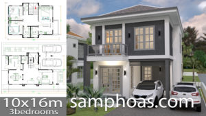 House Plans 10x16m with 3 bedrooms