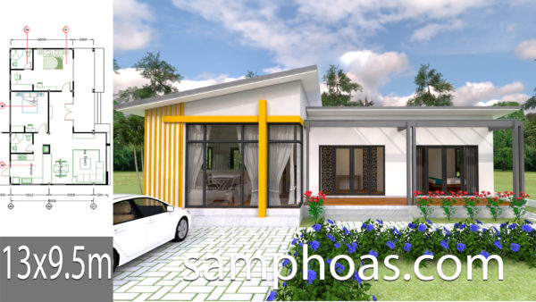 House Plans 13x9.5m Full Plan 3Beds